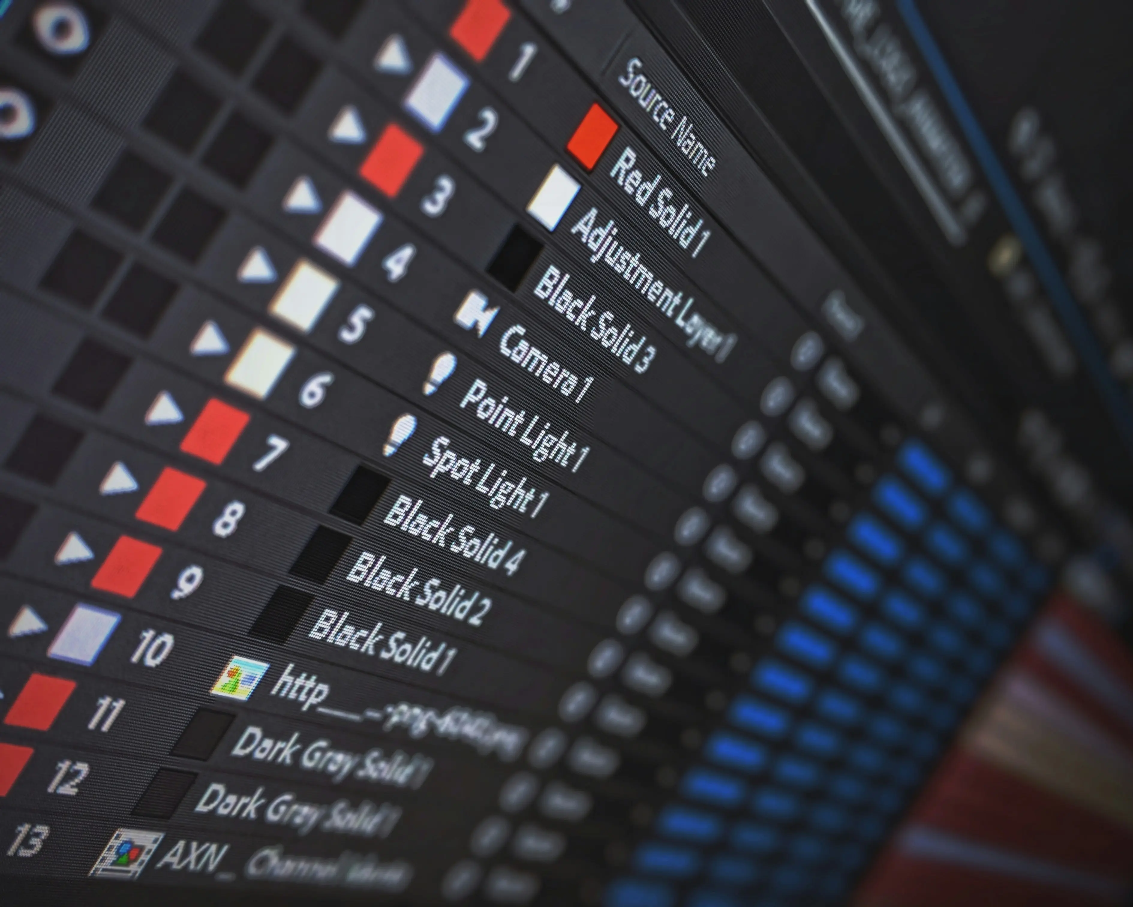 Editing software with layered tracks and effects